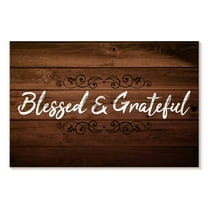 Elephant Stock Blessed And Grateful Typography I Wall Art - Horizontal Canvas Wall Art - Living Room Wall Decor - Wall Signs Canvas - Brown And Black Decor - 39" x 26"