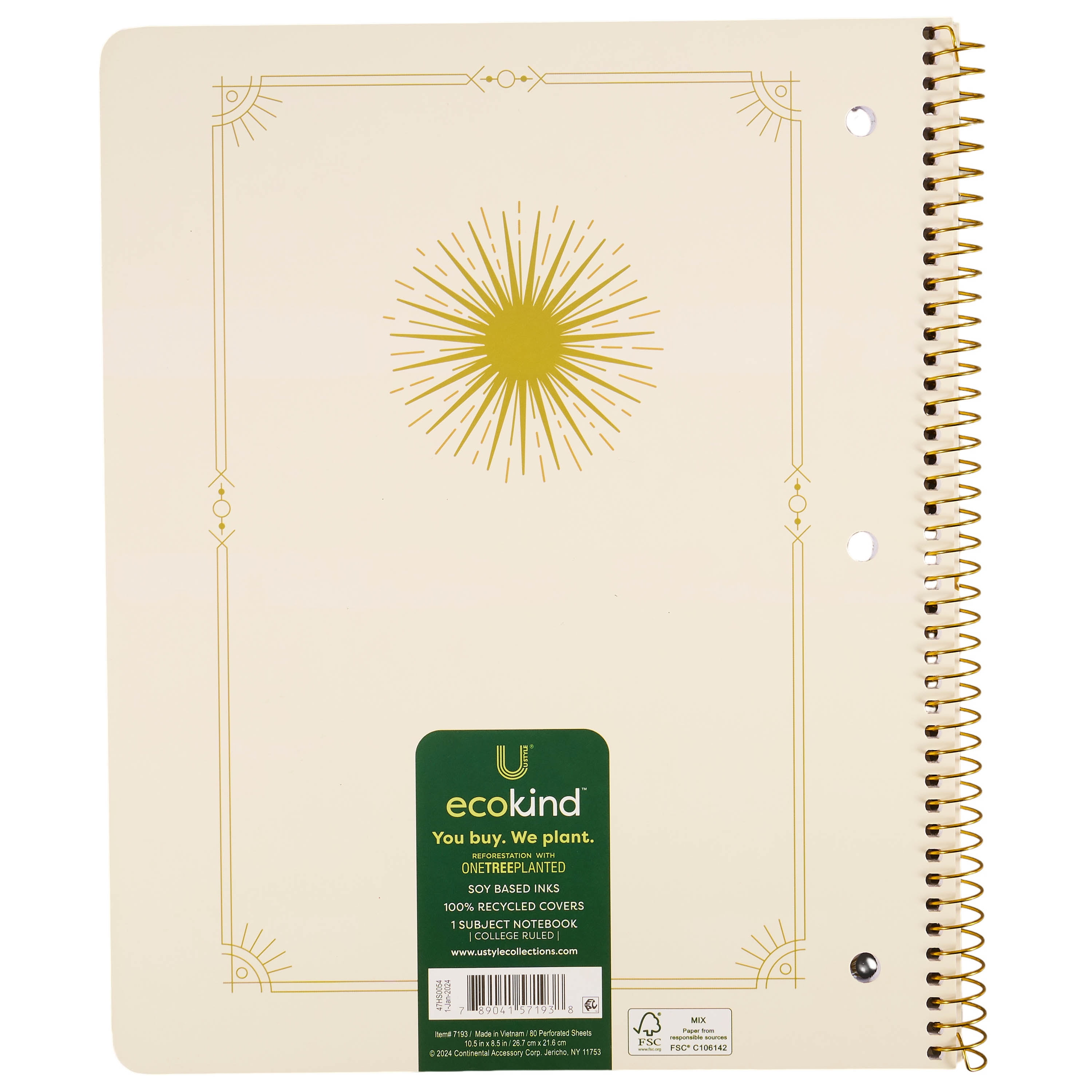 (2 pack) Ecokind by U Style Astrology 1 Subject Notebook, 10.5" x 8.5", 80 Sheets, College Rule