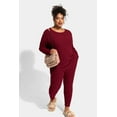 thumbnail image 6 of CASSIE LIZ Plus Size 2 Piece Outfits for Women 3X Red Pajamas Sets Fall Casual Lounge Long Sleeve Knit Winter Loose Fit Sweat Suits with Pocket 3XL 22W 24W, 6 of 10
