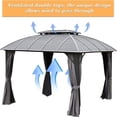 thumbnail image 2 of 10'x12' Hardtop Gazebo, Outdoor Aluminum Hard Top Gazebo with Galvanized Steel Double Roof, Permanent Metal Roof Gazebo with Nettings, Curtains for Deck, Patio (Black), 2 of 6
