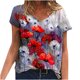 thumbnail image 2 of ICHUANYI Clearance Women Summer Fashion Short Sleeve V-neck Printing Casual Blouse T-shirt Tops ICHUANYI "ICHUANYI", 2 of 3