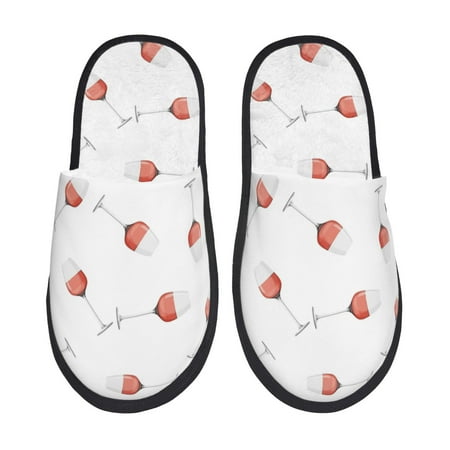 

Slippers for Women/Men - Red Wine Glass Print Soft Plush Warm Slip-on Slippers House Slippers Indoor House Shoes