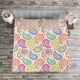 thumbnail image 3 of Ambesonne Paisley Quilted Bedspread Set 3 Pcs, Colored Pattern Flower, Queen Size, Multicolor, 3 of 3
