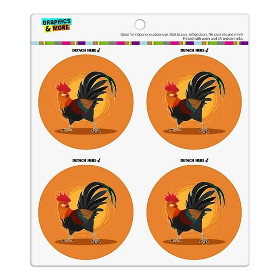 Rooster of Awesomeness Chicken Refrigerator Fridge Locker Vinyl Circle Magnet Set
