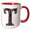 Red/White, variant on 3drose, Pretty Image of Ruby Jeweled Monogram Letter T, 11oz Two-tone Red Mug