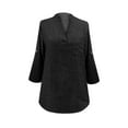 thumbnail image 4 of Long Sleeve Shirts for Women, Comdrip Womens 2025 Summer Notched Neck 3/4 Sleeve Work Blouse Tee Shirt Top for Women Womens Long Sleeve Tops Black S, 4 of 4