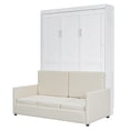 thumbnail image 5 of Harper & Bright Designs Full Size Murphy Bed, Wooden Full Murphy Bed with Cushion, Wall Bed with Sofa for Home Office or Small Room, White, 5 of 13