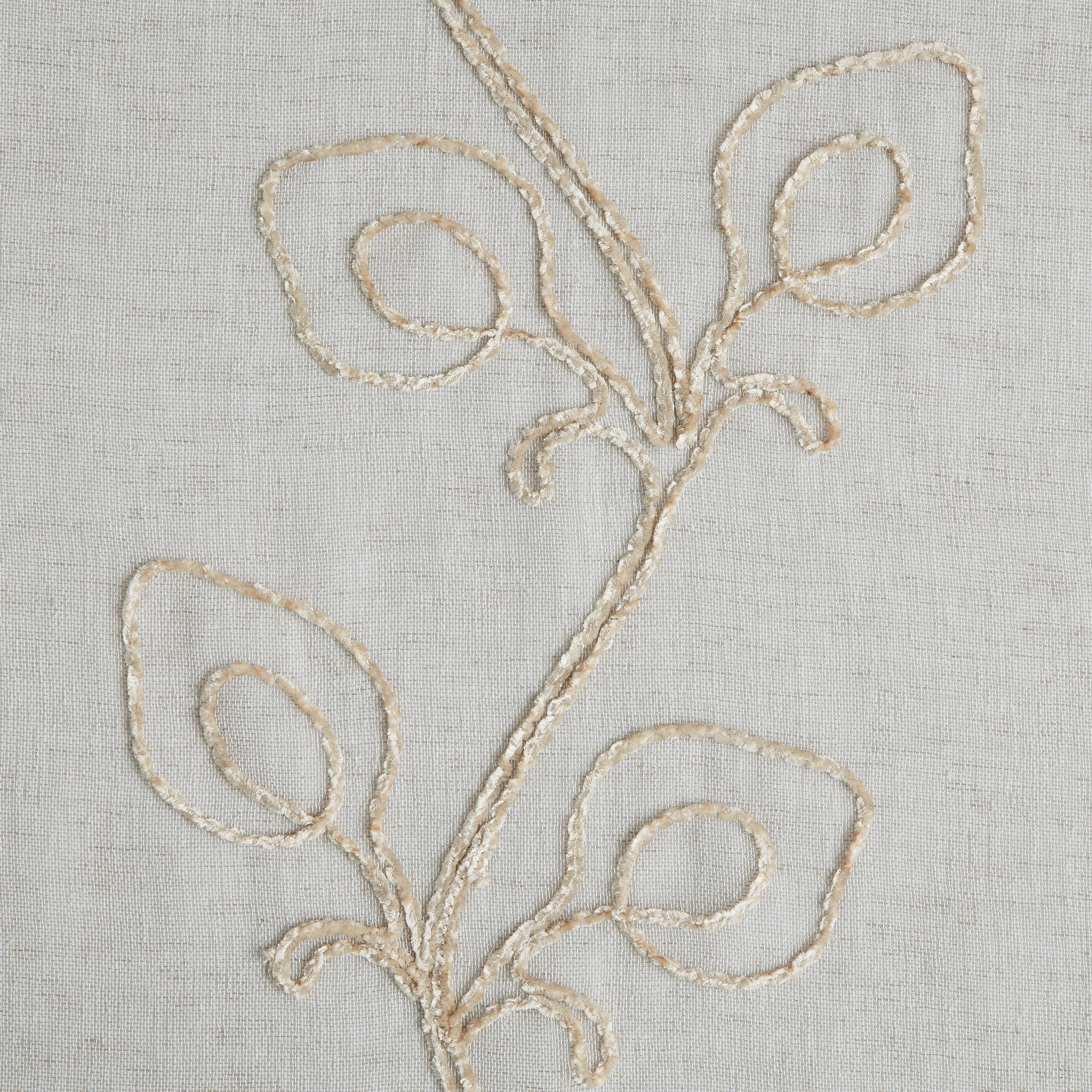 Dainty Home Stella 3D Floral Chenille Embroidered Solid Sheer 76" x 96" Window Curtain Panel Pair in Linen