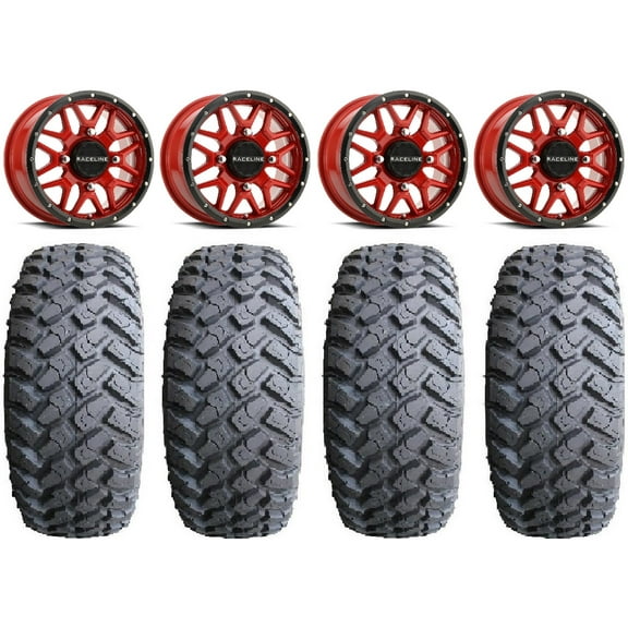 Raceline Krank 14" Red Wheels 31" MotoHammer Tires Polaris RZR XP 1000 / PRO XP / Ranger XP 900/1000