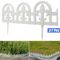 White Plastic Garden Border Edging No-Dig, Arched Design with Spade – 27pcs Decorative Landscape Fence Kit, 35ft Lawn Edge Barrier