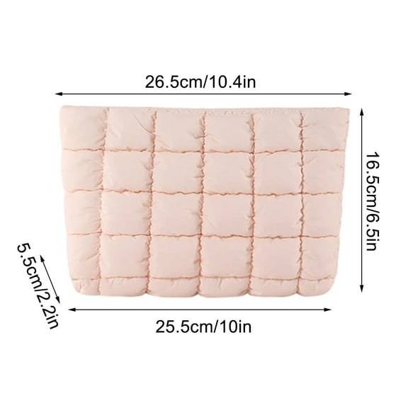Soft Checkered Quilted Puffy Makeup Bag for Women, Aesthetic Puffer Cosmetic Bag Pouch for Purse Fashionable and Versatile Casual and Stylish Small Bag