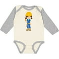 thumbnail image 3 of Inktastic Cute Girl, Construction Worker, Brown Hair Girls Long Sleeve Baby Bodysuit, 3 of 5