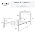 thumbnail image 6 of Allewie Twin Size Metal Platform Bed Frame with Victorian Style Wrought Iron-Art Headboard Footboard, White, 6 of 7