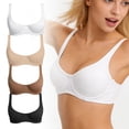 thumbnail image 4 of IQOGKRN Women's Underwire Bra Seamless Unpadded Support Bra with Wide Straps for Lift Comfortable Bra White L, 4 of 9