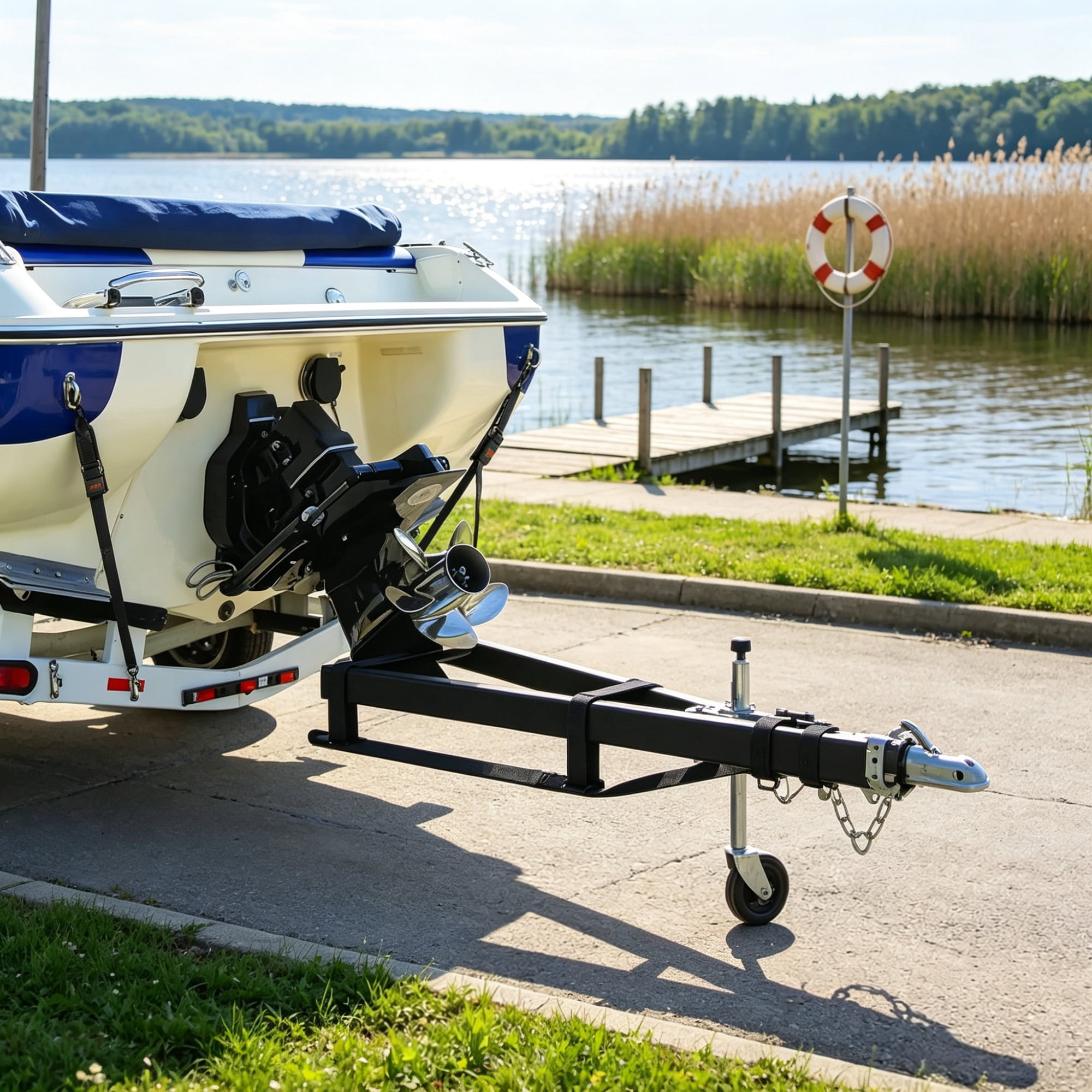 2-Pack Boat Trailer Transom Straps, 2 in x 4 ft Heavy Duty Ratchet Tie Down with Security Lock S Hooks, 1500 lbs Break Strength, for Boat, Vehicle & Trailer