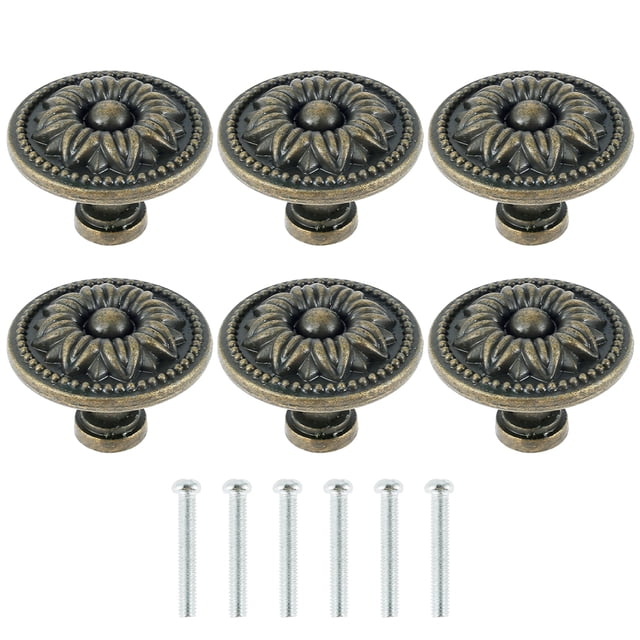 kitwin 6pcs Vintage Cabinet Knobs Antique Bronze Cupboard Door Pull ...