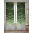 thumbnail image 5 of Abstract Sheer Curtains 108 Inch Long 2 Panels, Green Gradient Ocean Waves Sandy Beach Light Filtering Rod Pocket Semi Sheer Curtains, Sheer Voile Drapes for Living Room Bedroom, 52"x108", 5 of 5