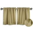 thumbnail image 2 of Aiking 24 inch Tiers Window Treatment - 2-Panels Brushed Rod Pocket Kitchen Curtain Tiers for Small Window / Kitchen / Event Designs, ( 28 by 24 inch/each, Brass ), 2 of 4