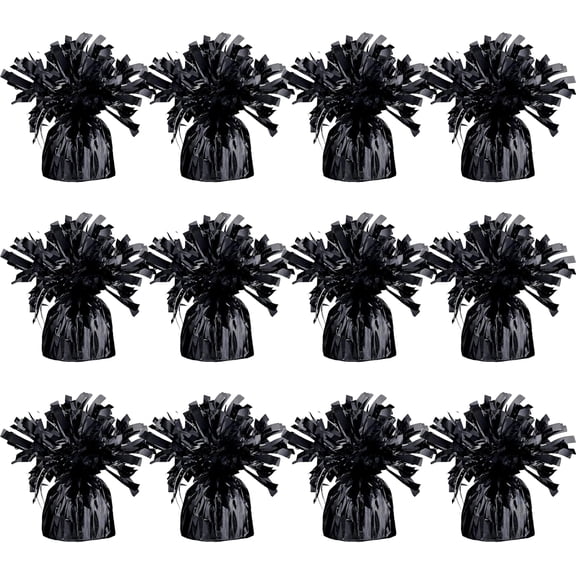Black Balloon Weights, Heavy Balloon Weight Pack of 12 Metallic Foil Weights for Balloons, Birthday Party & Wedding Table Centerpiece Ballon Weight 4.8’’ DIY Ballon Weights for Helium Balloons