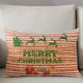 thumbnail image 3 of Christmas Sled Elk Throw Pillow Cover,Red Striped Rustic Winter Farmhouse Rectangle Decorative Pillow Case Protector Soft Cushion Cover Lumbar Pillowcase for Couch Sofa Bedroom Car Decor 16x24 Inch, 3 of 8