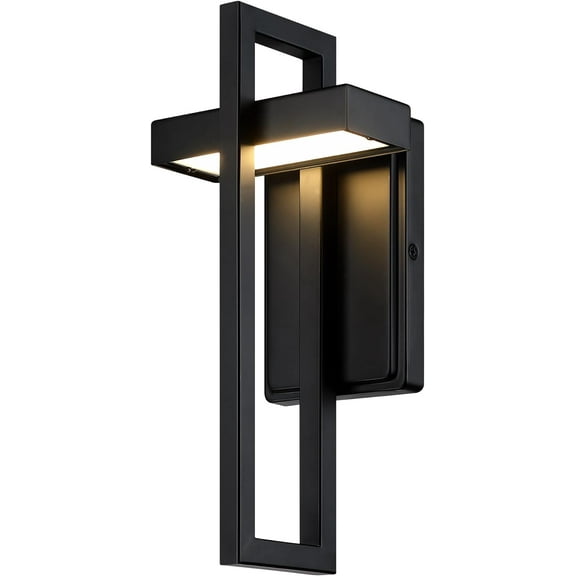 13.2"H LED Outdoor Wall Light Sconce, 2700K Soft Warm White, Bright 400 Lumens, Matte Black