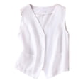 thumbnail image 2 of Women's Linen Button Down Sleeveless Vest Business Lightweight Jacket, 2 of 6