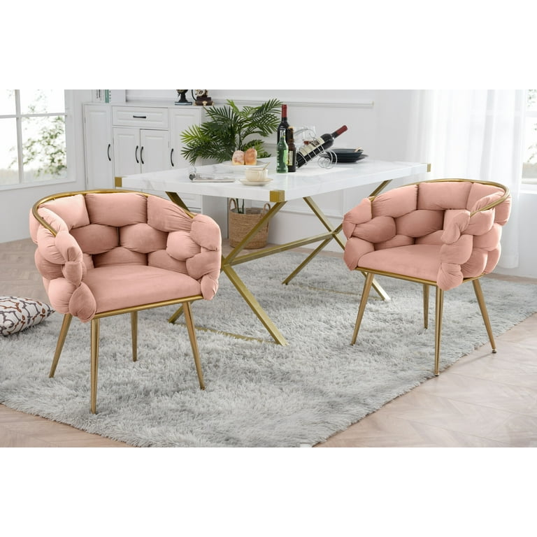 Pink dining chairs with gold legs discount