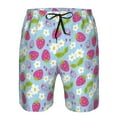 thumbnail image 3 of Adobk Strawberry And Flowers Print Men's Swim Trunks Hawaiian Bathing Suit Swimsuits Beach Shorts with Pockets-Small, 3 of 6