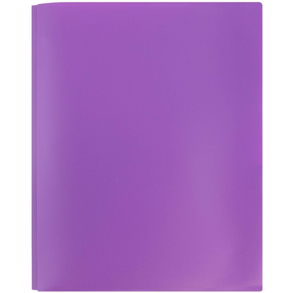 JAM Paper Plastic 2 Pocket POP Folders with Prongs Fastener Clasps, Purple, Bulk 48/Pack