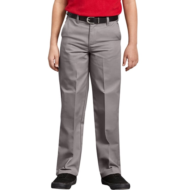 Dickies Pantalon Garçon Coupe Classique Jambe Droite devant Plat, 8-20, 18, Argent