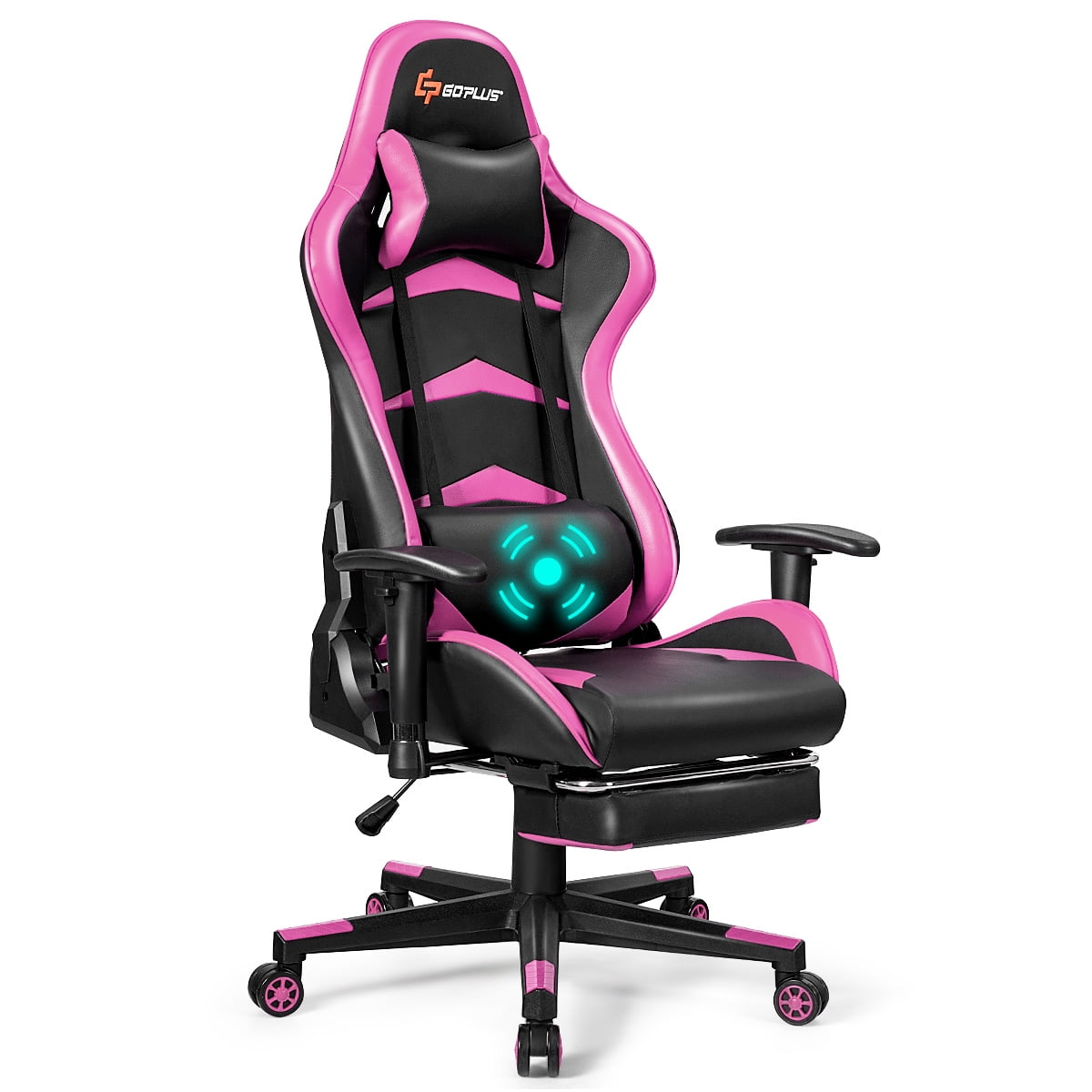 Goplus Massage Gaming Chair Reclining Racing Chair W Lumbar