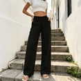 thumbnail image 5 of Women's Wide Leg Pants Solid Color High Waist Palazzo Trousers with Pockets Loose Fit Wrinkle Free Pants, 5 of 7