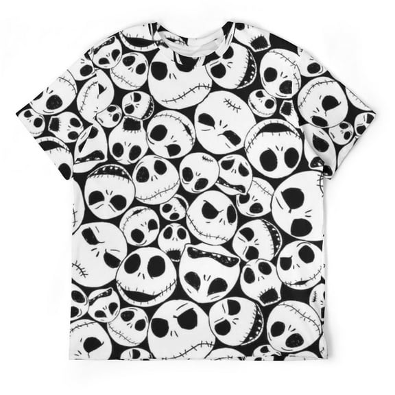 Jack Skellington Skull Unisex Short-sleeve Shirt For Men Women Novelty 3D Print T-Shirt Soft Comfortable Tee Shirts