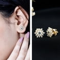 thumbnail image 3 of Rosec Jewels - Lab Grown Blue Sapphire Diamond Earrings - Flower Stud Earrings - AAAA Quality, 10K Yellow Gold, 3 of 9