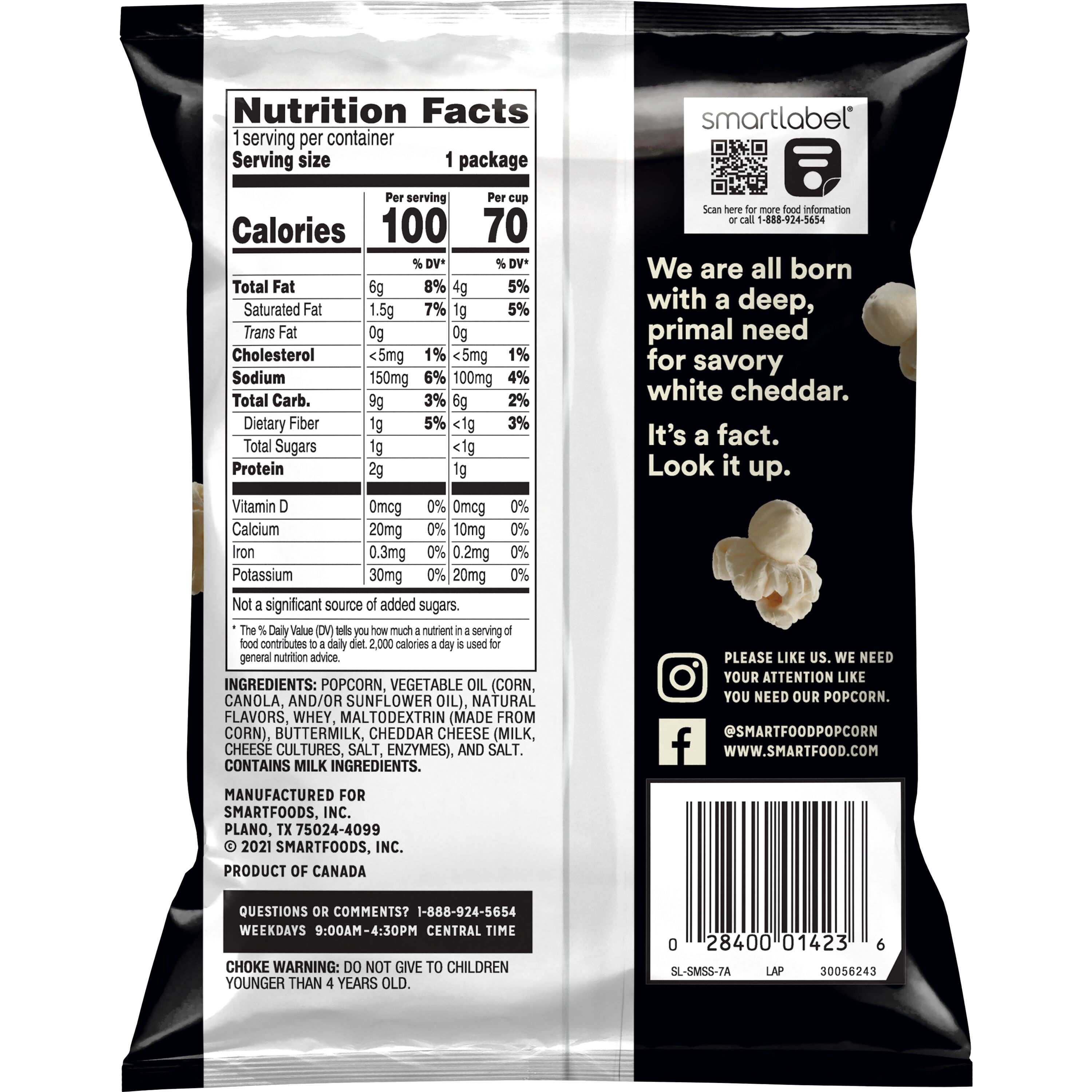Smartfood Popcorn White Cheddar Flavored Popcorn Snacks, 0.625 Oz Bags, 40 Count Multipack - image 2 of 7