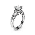 thumbnail image 3 of HeartsAndYou 2ct Princess Cut Moissanite Engagement Ring for Women 18k White Gold over Silver Milgrain Vintage Inspired, 3 of 7