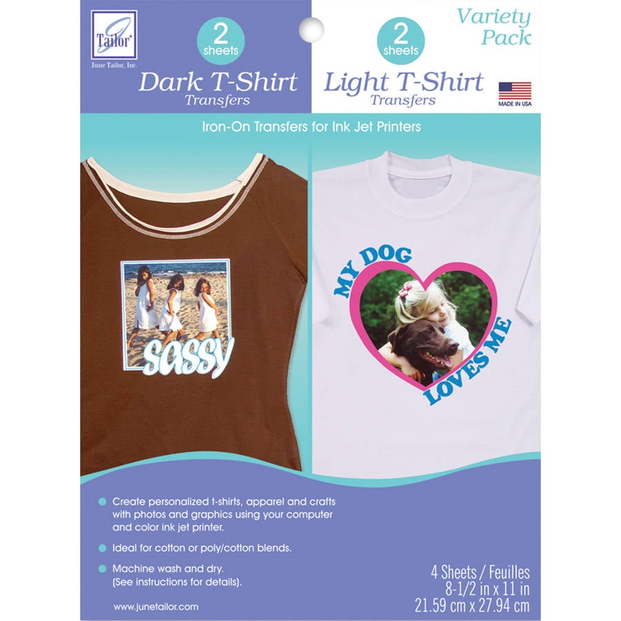 Samle Blive hit T-Shirt Iron-On Ink Jet Transfer Sheets, 8.5" x 11", 4pk - Walmart.com