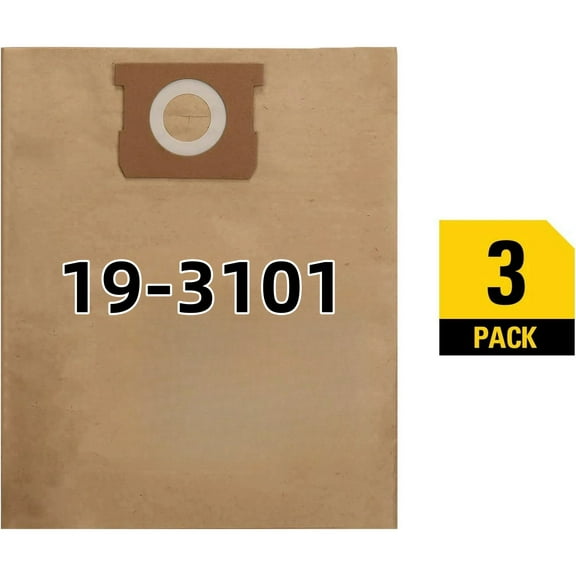 3 Pack 19-3101 Disposable Filter Bag ，Compatible with Stanley 9-12 Gallon Disposable Filter Bag for Wet/Dry Vacuums