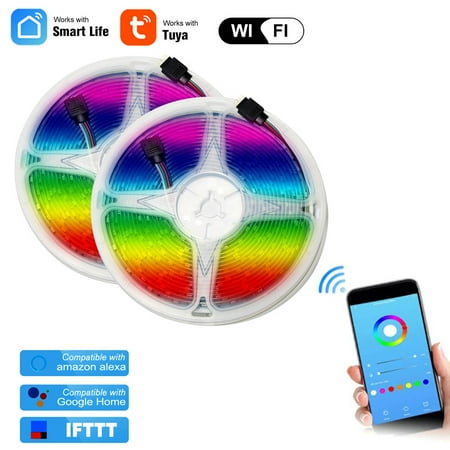 

Andoer WIFI Strip Kit 10m32.8ft Length RGB Smart Strip APP Remote Control Dimmable Changing Color Compatible With Home for Bar Home Decoration