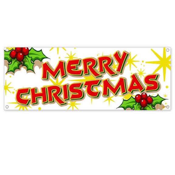 Merry Christmas 13 oz Banner | Non-Fabric | Heavy-Duty Vinyl Single-Sided With Metal Grommets
