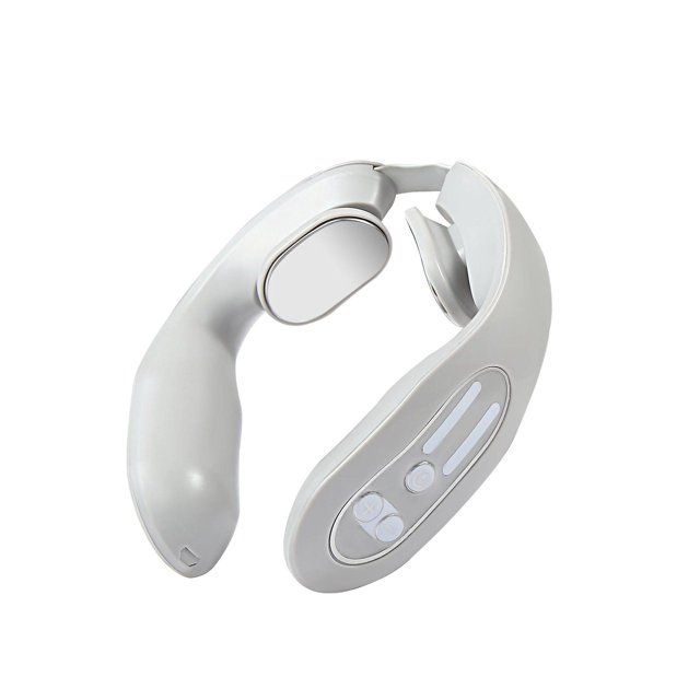 Máquina de masaje cervical (gris), masajeador de cuello con funciones de calor, fatiga y alivio del dolor, máquina de masaje de cuello inalámbrica inteligente, masajeador de cuello Ems