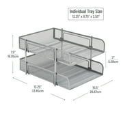 Mind Reader Stackable Paper Tray, Desktop Organizer, File Storage, Office, Metal Mesh, 2 Pcs, White