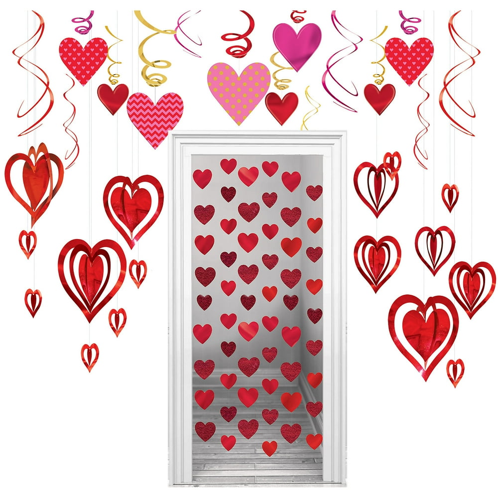Party City Valentine's Hanging Decorations Kit, Party Supplies and