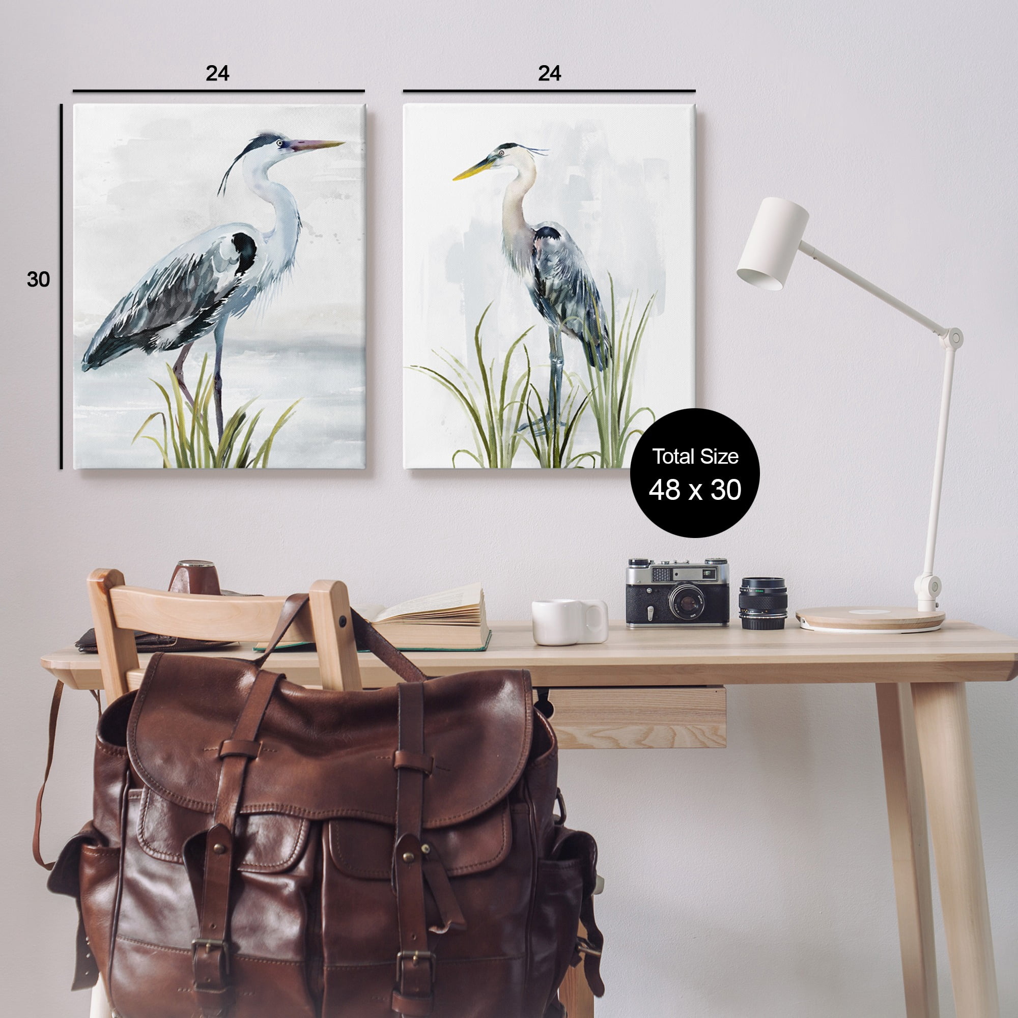 Stupell Industries Soft Nautical Egrets Animals & Insects Painting Gallery Wrapped Canvas Art Print Wall Art, 24 x 30, Set of 2