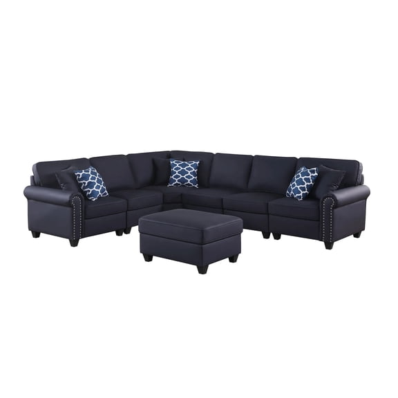 Devion Furniture Bozhanka Artificial Leather Modular Sectional With Ottoman