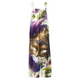 thumbnail image 4 of Fgvctg Mardi Gras Women's Jumpsuit Wide Leg Pant Parade Overall Mask Graphic Sleeveless Carnival Party Spaghetti Straps Jumpsuit Romper Bib Overalls Oversized Sprimg Pant With Pockets Purple Pink L, 4 of 5