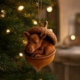 thumbnail image 6 of Forest Animal Acorn Ornaments 3D, Detailed Woodland Creature Figurines in Acorn Shell, Shatterproof Resin Christmas Tree Ornaments, Unique Animal Lover Gift Idea, Christmas Decor Set, B, 6 of 7
