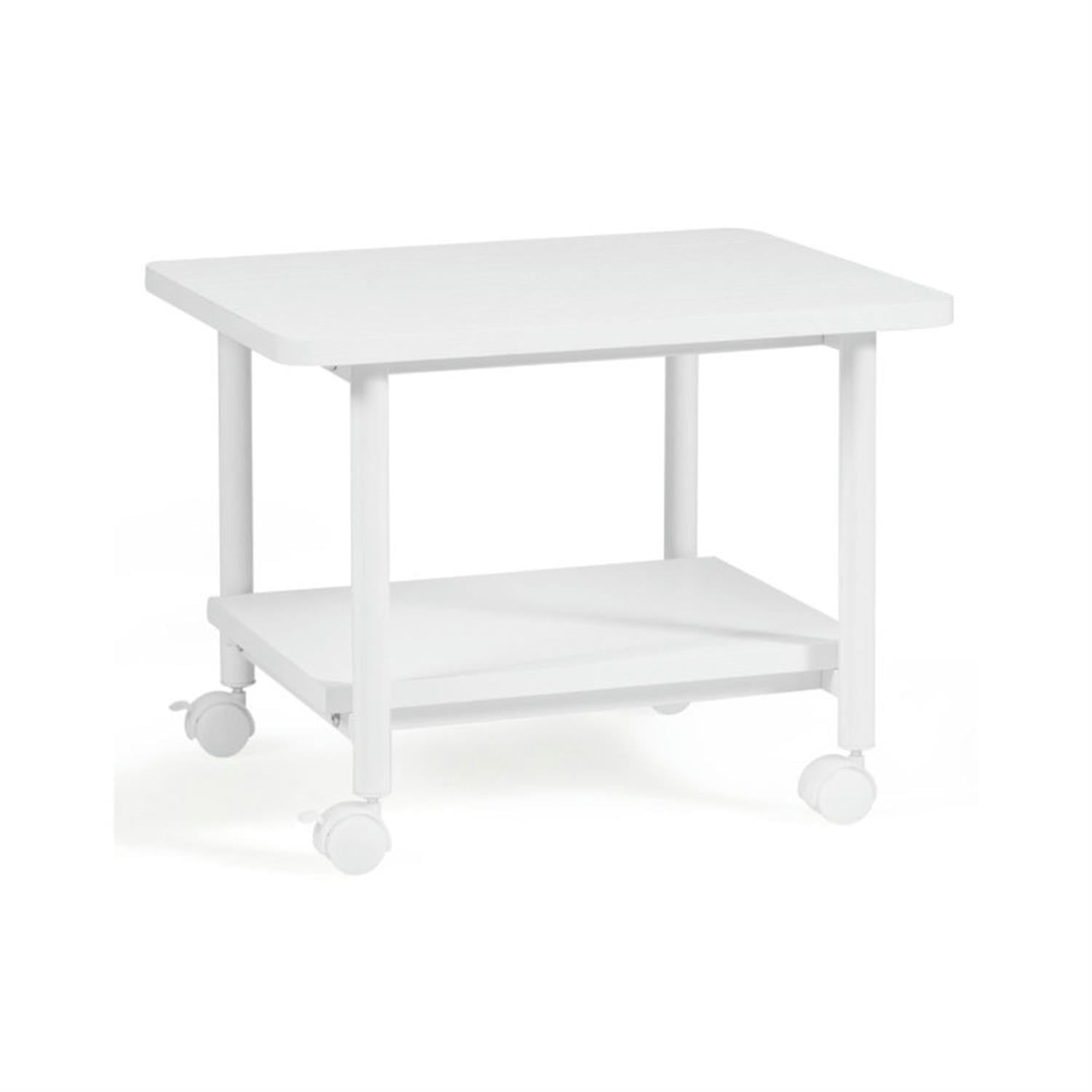 Demi Bonn Under Desk Printer Stand with 4 Wheels and Locking Mechanism, Laptop Workstation for Laptops, Books, Tablets, and Art, White