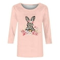 thumbnail image 3 of Toimothcn Womens Tees Happy Easter Cute Cartoon Bunny Printed 3/4 Sleeve T Shirts Soft Loose Comfortable Shirt Tops Suitable For Dailywear, 3 of 3