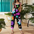 thumbnail image 5 of Halloween Jumpsuits for Women Summer Plus Size Boho Beach Womens Romper Sleeveless Pumpkin Ghost Jumpsuits Rompers Loose Fit Spaghetti Strap Overalls for Women Multicolor 2XL, 5 of 8